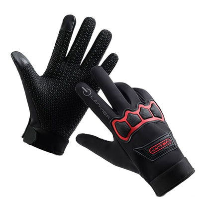 LANYIER Fall Winter Motorcycle Outdoor Riding Gloves Men Velvet Warm Non-slip Touch Screen Windproof Gloves, Size: Average(Red) - Locomotive Gloves by LANYIER | Online Shopping South Africa | PMC Jewellery | Buy Now Pay Later Mobicred