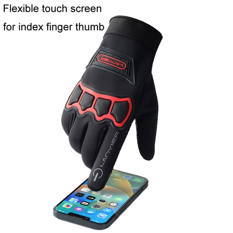 LANYIER Fall Winter Motorcycle Outdoor Riding Gloves Men Velvet Warm Non-slip Touch Screen Windproof Gloves, Size: Average(Blue) - Locomotive Gloves by LANYIER | Online Shopping South Africa | PMC Jewellery | Buy Now Pay Later Mobicred