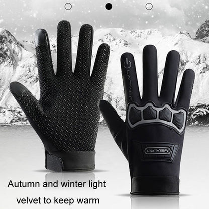 LANYIER Fall Winter Motorcycle Outdoor Riding Gloves Men Velvet Warm Non-slip Touch Screen Windproof Gloves, Size: Average(Red) - Locomotive Gloves by LANYIER | Online Shopping South Africa | PMC Jewellery | Buy Now Pay Later Mobicred