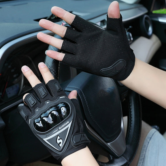 Motorcycle Protection Half Finger Gloves Men Outdoor Riding Sports Tactical Hiking Gloves, Size: Average(Gray)