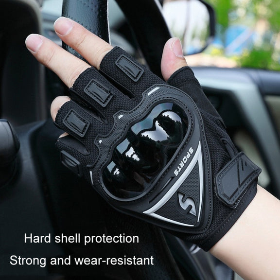 Motorcycle Protection Half Finger Gloves Men Outdoor Riding Sports Tactical Hiking Gloves, Size: Average(Blue)