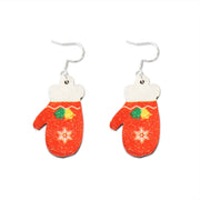 Christmas Element Cartoon Decoration Earrings Shiny Earrings, Spec: Red Gloves