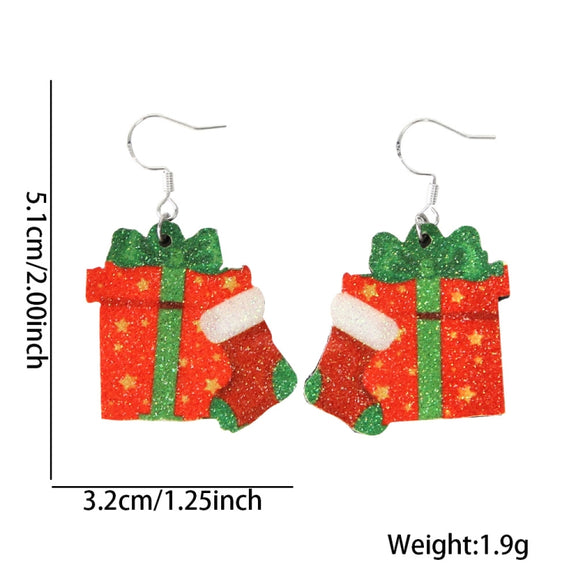 Christmas Element Cartoon Decoration Earrings Shiny Earrings, Spec: Gift Box