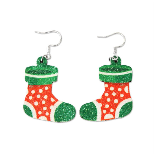 Christmas Element Cartoon Decoration Earrings Shiny Earrings, Spec: Sock - free shipping - PMC Jewellery - Order now!