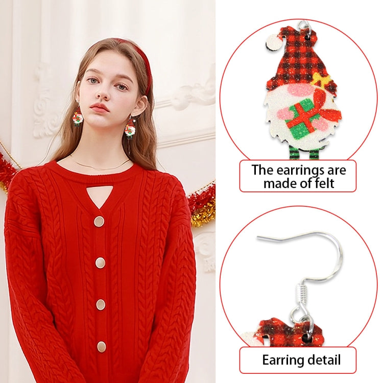Christmas Element Cartoon Decoration Earrings Shiny Earrings, Spec: Red Gloves