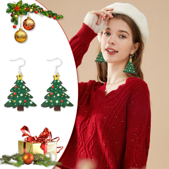 Christmas Element Cartoon Decoration Earrings Shiny Earrings, Spec: Red Gloves