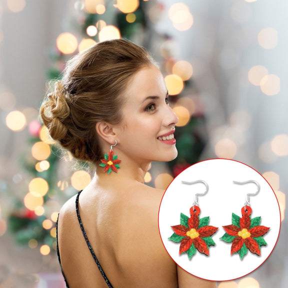 Christmas Element Cartoon Decoration Earrings Shiny Earrings, Spec: Red Gloves