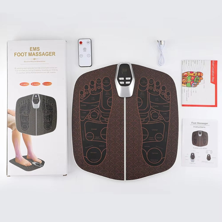 EMS Foot Massager Pad Foldable Pulse Foot Massage Mat Microcurrent Foot Physical Therapy With RC(Coffee)