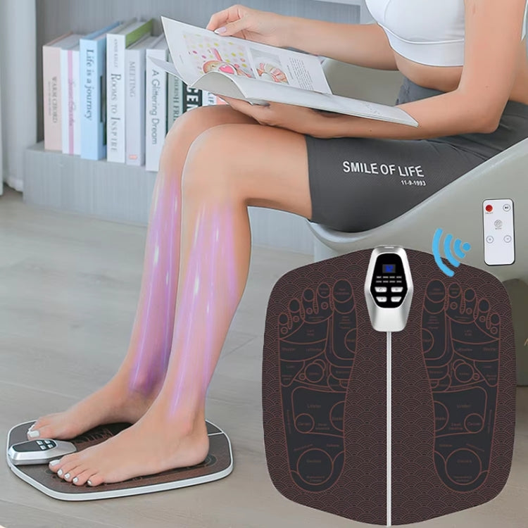 EMS Foot Massager Pad Foldable Pulse Foot Massage Mat Microcurrent Foot Physical Therapy With RC(Coffee)