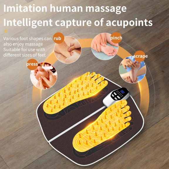 EMS Foot Massager Pad Foldable Pulse Foot Massage Mat Microcurrent Foot Physical Therapy With RC(Coffee)
