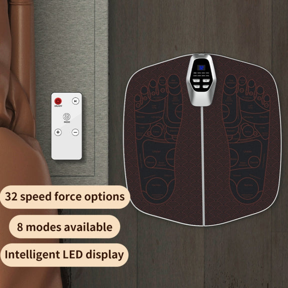 EMS Foot Massager Pad Foldable Pulse Foot Massage Mat Microcurrent Foot Physical Therapy With RC(Coffee)