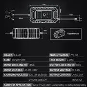ANHTCzyx 12V/24V 6-180AH 7-Stage Smart Car Motorcycle Battery Charger(UK Plug)