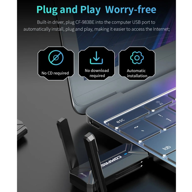 COMFAST CF-983BE WiFi7 Tri-Band 6500Mbps USB Wireless Network Adapter PC Network Card - free shipping - PMC Jewellery - Order now!