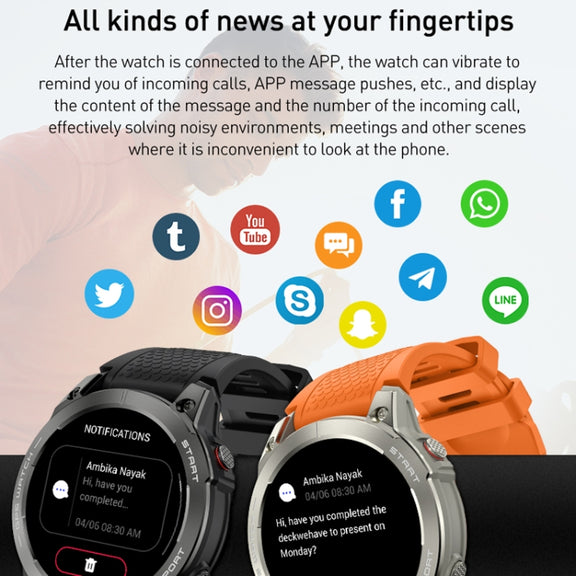Outdoor Sports Smart Watch 1.43 Inch Ultra HD AMOLED Screen Bluetooth Talking Watch(Orange)