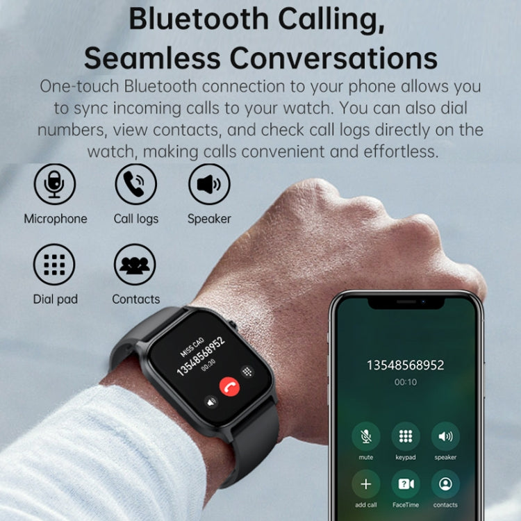 Bluetooth Talk HD Large Screen Heart Rate Oxygen Monitoring Multi-Sport Mode Smart Watch(Black) - Smart Watches by PMC TechLife | Online Shopping South Africa | PMC TechLife | Buy Now Pay Later Mobicred