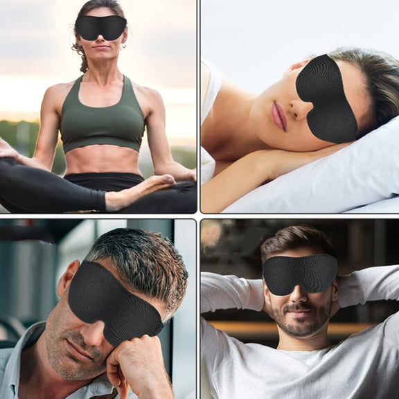 4 In 1 3D Sleep Eye Mask Memory Foam Non-pressure Shading Sleeping Blindfold(Blue)