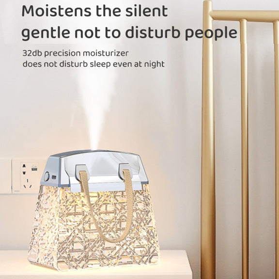 Desktop Small Crystal Bag Humidifier Aroma Ambient Lighting, Color: White Rechargeabl