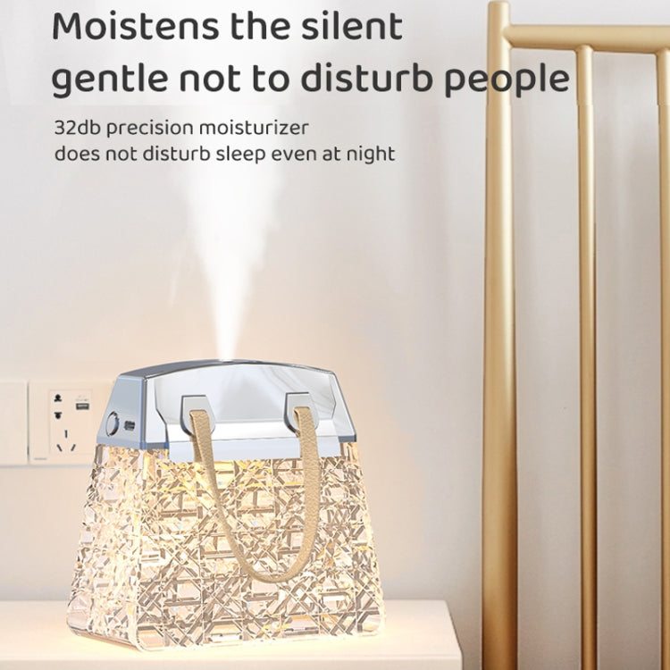 Desktop Small Crystal Bag Humidifier Aroma Ambient Lighting, Color: White Rechargeabl