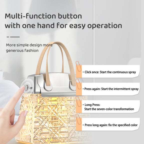 Desktop Small Crystal Bag Humidifier Aroma Ambient Lighting, Color: White Rechargeabl