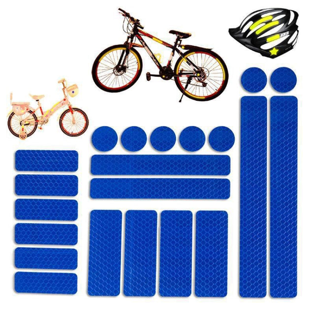 21 In 1 Electric Bike Backed Honeycomb Reflective Stickers Safety Signs Warning Strips(Blue)