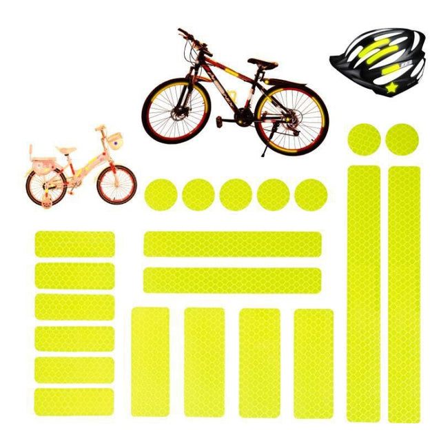 21 In 1 Electric Bike Backed Honeycomb Reflective Stickers Safety Signs Warning Strips(Fluorescent Yellow)