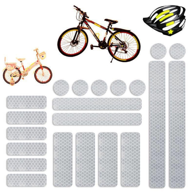 21 In 1 Electric Bike Backed Honeycomb Reflective Stickers Safety Signs Warning Strips(White)