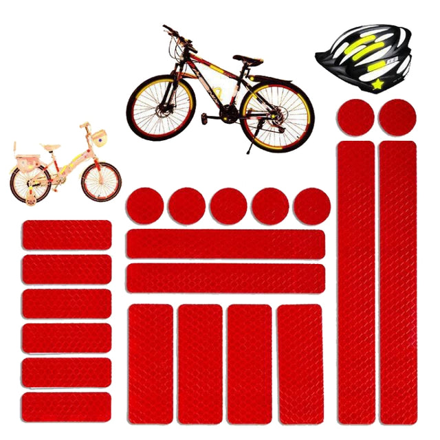 21 In 1 Electric Bike Backed Honeycomb Reflective Stickers Safety Signs Warning Strips(Red)
