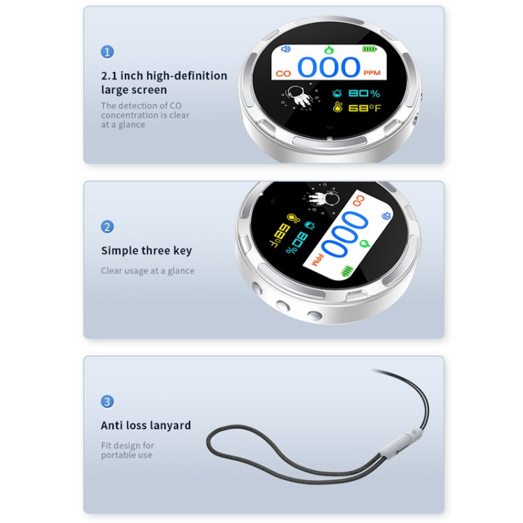 Portable Waterproof Carbon Monoxide Alarm Detector(White) - Air & Water Quality Tester by PMC TechLife | Online Shopping South Africa | PMC TechLife | Buy Now Pay Later Mobicred