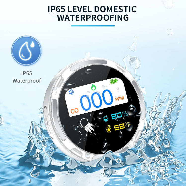 Portable Water-resistant Carbon Monoxide Alarm Detector(White)