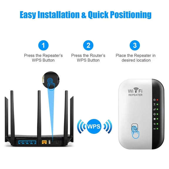 300Mbps Wireless WIFI Repeater 2.4G Route Signal Amplifier 7 Lights Version, Spec: UK Plug