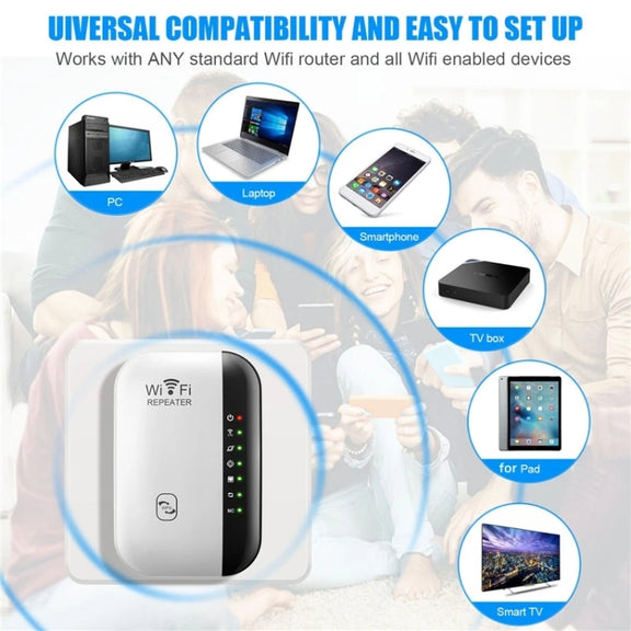300Mbps Wireless WIFI Repeater 2.4G Route Signal Amplifier 7 Lights Version, Spec: UK Plug