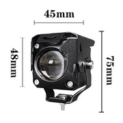 20W Motorcycle LED Headlight Auxiliary Spotlight Lens Dual Color Fog Light(Near Yellow+Far White)