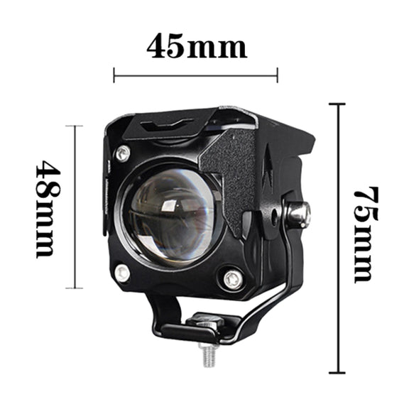 20W Motorcycle LED Headlight Auxiliary Spotlight Lens Dual Color Fog Light(Near Yellow+Far White)