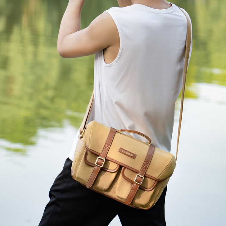 Cwatcun D146 Small Vintage Camera Bag Crossbody Canvas Digital Bag