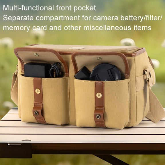 Cwatcun D146 Small Vintage Camera Bag Crossbody Canvas Digital Bag