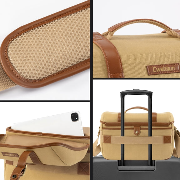 Cwatcun D146 Small Vintage Camera Bag Crossbody Canvas Digital Bag