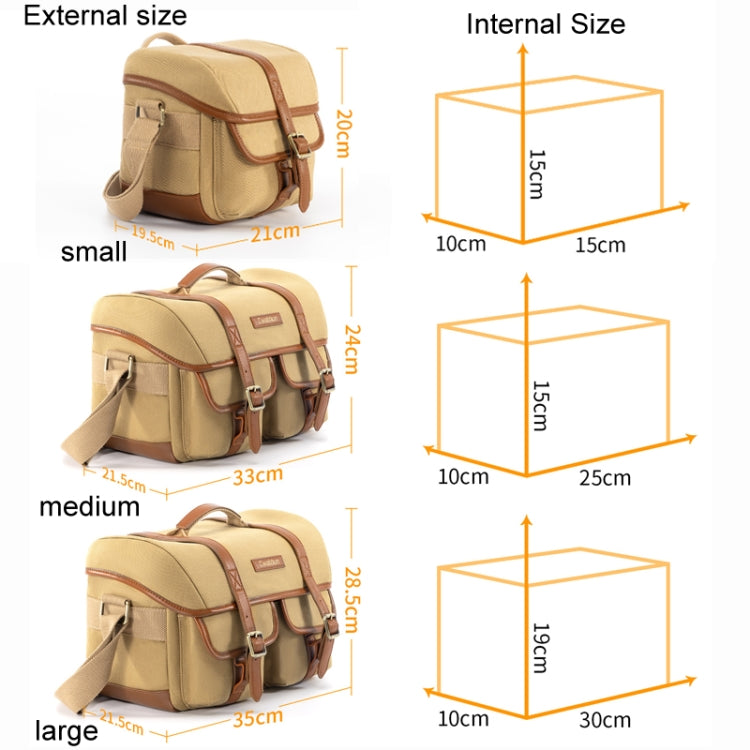 Cwatcun D146 Small Vintage Camera Bag Crossbody Canvas Digital Bag