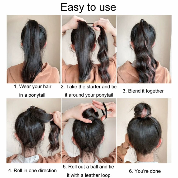 Self-Tying Ball-Head Wig Hair Bundle Simulation Hair Bands(Brown Black Highlight Blue) - free shipping - PMC TechLife - Order now!