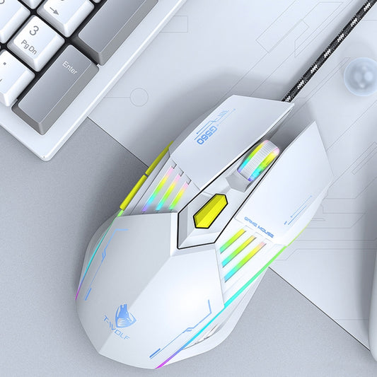 T-WOLF G560 6-keys Cool Breathing Light Gaming Wired Mouse Mechanical Office Silent Mouse(Gray) - free shipping - PMC Jewellery - Order now!