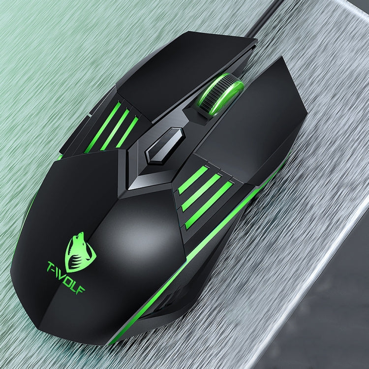 T-WOLF G560 6-keys Cool Breathing Light Gaming Wired Mouse Mechanical Office Silent Mouse(Black) - free shipping - PMC Jewellery - Order now!
