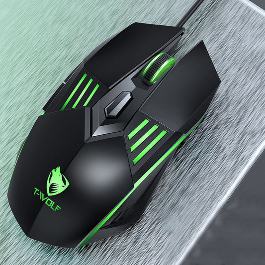 T-WOLF G560 6-keys Cool Breathing Light Gaming Wired Mouse Mechanical Office Silent Mouse(Black) - free shipping - PMC Jewellery - Order now!