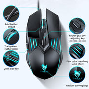 T-WOLF G560 6-keys Cool Breathing Light Gaming Wired Mouse Mechanical Office Silent Mouse(Blue)