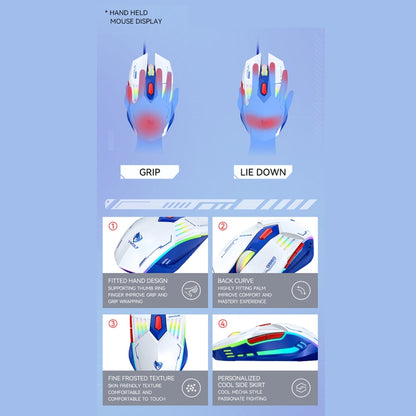 T-WOLF G560 6-keys Cool Breathing Light Gaming Wired Mouse Mechanical Office Silent Mouse(Blue) - free shipping - PMC Jewellery - Order now!