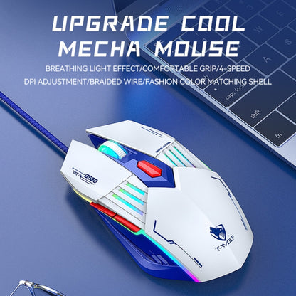T-WOLF G560 6-keys Cool Breathing Light Gaming Wired Mouse Mechanical Office Silent Mouse(Blue) - free shipping - PMC Jewellery - Order now!