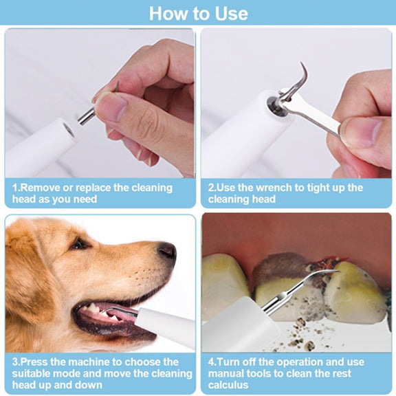 Pet Ultrasonic Teeth Cleaner Dog Electric Teeth Cleaning Tool Home Dentistry Tartar Remover(Black)