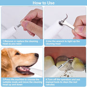 Pet Ultrasonic Teeth Cleaner Dog Electric Teeth Cleaning Tool Home Dentistry Tartar Remover(White)