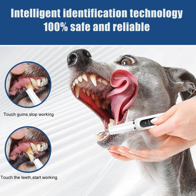 Pet Ultrasonic Teeth Cleaner Dog Electric Teeth Cleaning Tool Home Dentistry Tartar Remover(White)