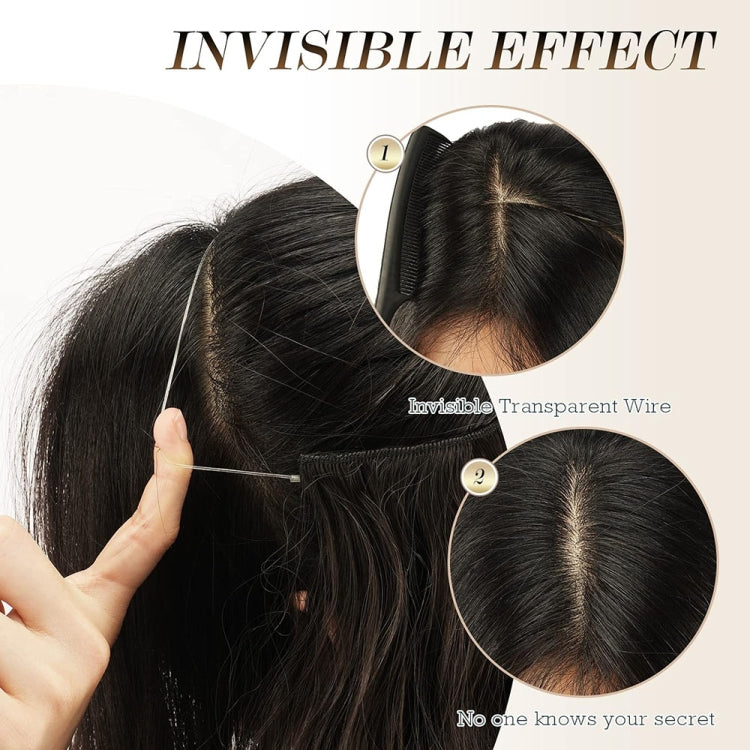 Fishing Line Hair Curtain Long Curly Wig Seamless Hair Extension(4A)