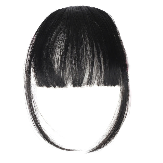 Chemical Fiber Wigs Thin Air Bangs Clip-on Wigs, Color: Natural Black with Sideburns