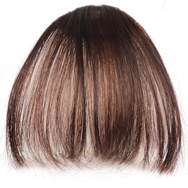 Chemical Fiber Wigs Thin Air Bangs Clip-on Wigs, Color: Dark Brown No Sideburns